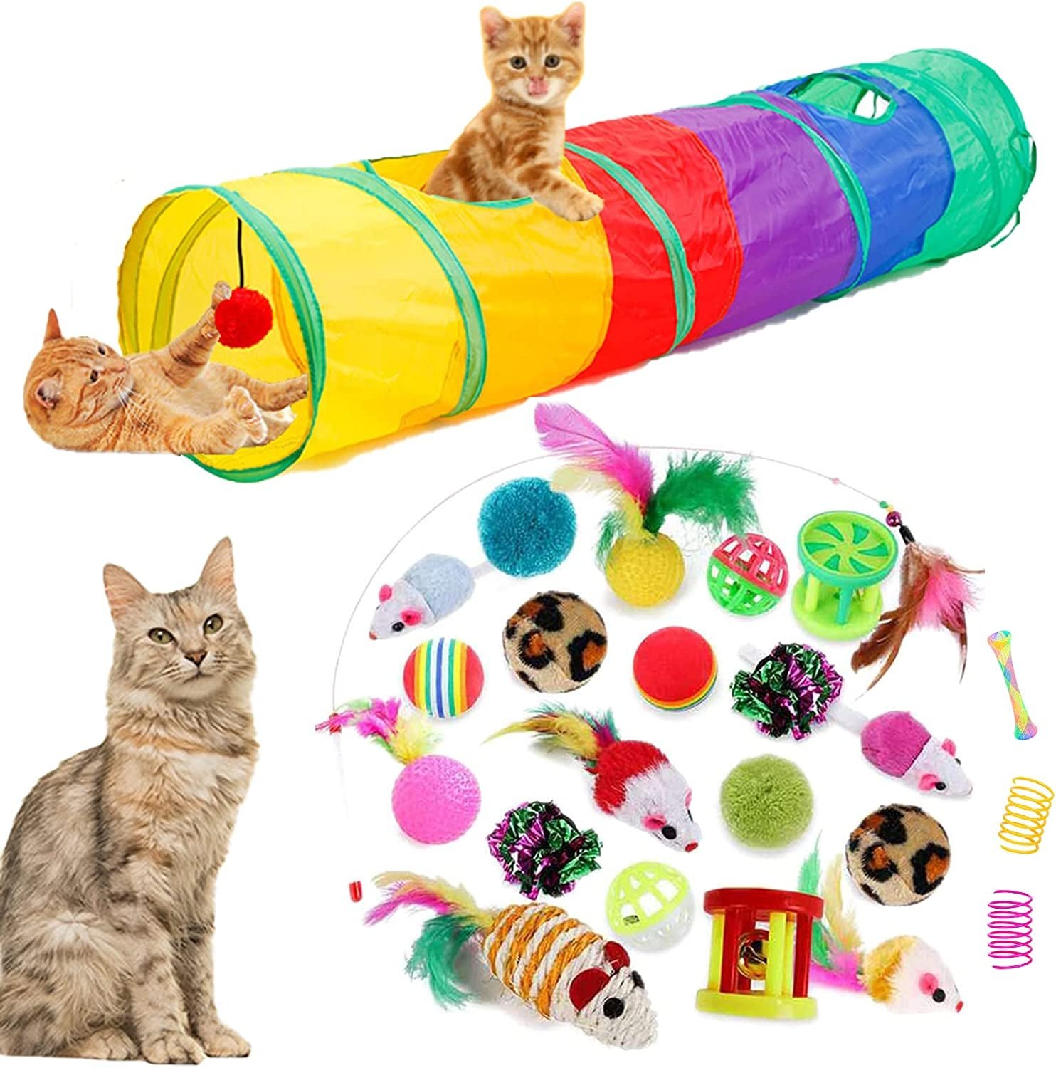 32-Piece Interactive Cat Toy Set — Tunnel, Wand, Balls & More