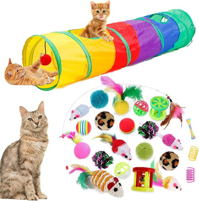 32-Piece Interactive Cat Toy Set — Tunnel, Wand, Balls & More