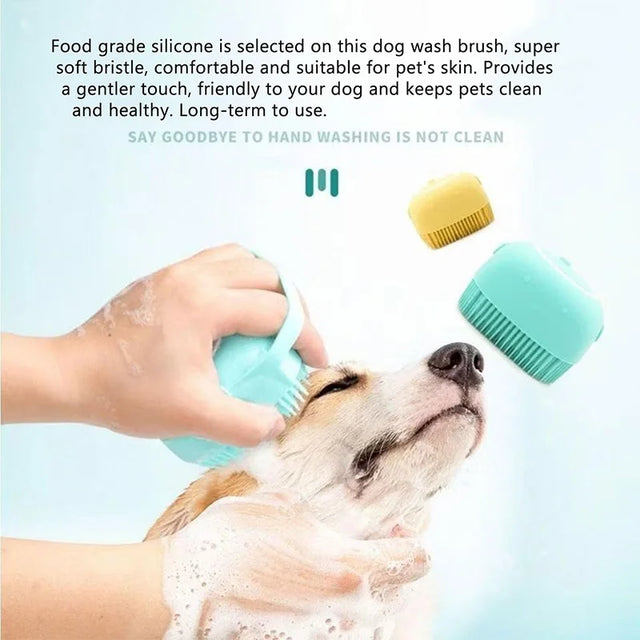2-in-1 Pet Bath Brush with Shampoo Dispenser
